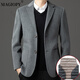 MAGIOPY轻奢高档品牌西服外套男毛呢西装2025春季新款中年男式羊毛大衣商 藏青 3XL