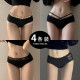 Victoria's Style Victoria's Secret Brand Series Sexy Secret Rear for Women, Cotton Cochch Sports Sports New Pure Lace Sports para mujeres, 4 paquetes 6628 Negro + 6628 Negro + 9056 4 piezas, un tamaño 80-140Jin [Jin equivale a 0.5 kg]