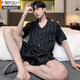 
Modal pajamas men's summer ice silk short-sleeved thin summer men's imitation silk summer style can be worn outside home clothing suit Ice silk S1203 men 3XL