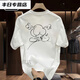 
TYBURN2025 summer heavyweight T-shirt casual and versatile short-sleeved fly-eating sketch style print white short-sleeved (front and back D9923) S Suggestion (90-110Jin [Jin equals 0.5 kg])