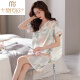 Modal nuevo camisón para mujeres Summer Seda Seda de seda de manga corta Pajama delgado Summer Imitation Silk Summer Vestido Té de té de té M9926 [Almohadilla de manga corta/sin pecho] M 160