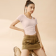 Victoria Traveler Sports T-shirt Women's Yoga Short Sleeve Top Pilates Training Fitness Summer With Chest Pad Hollow Running Suit Powder XL