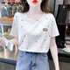 Holzspecker-Baumwoll-gedrucktes T-Shirt für Frauen im Sommer 2025 NEU LOOSSBEDEUTUNG DER BEDEUTUNG STANDILE T-Shirt Top Trend 1396# Blue Meteor XL ist für 120-134jin geeignet [Jin gleich 0,5 kg]