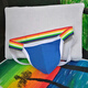 Young men's rainbow sexy thong three-dimensional large bag summer breathable rear hollow hip lifting double thong black + red + white M