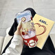 Internet celebrity ins style portable plastic water cup cartoon large capacity straw cup double drinking student male and female red apple cat 500ml
