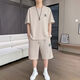 Belle Shangxi 2025 Summer Minage à manches courtes Shorts décontractés Suisse décontractée pour hommes T-shirt de soie de glace pour hommes Pantalon à cinq points Set 829 Black Suit M Recommandé 90-110jin [Jin est égal à 0,5 kg]