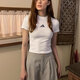 Adidas short T-shirt for women in summer new white campus style half-sleeved sports American top slim short-sleeved JV9859/shot one size one fake one compensation 2XL XXL Recommended 145-160f