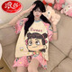 
Langsha pajamas for women in summer pure cotton short sleeve thin cartoon girl summer style women's plus size cotton home clothing set 9928 Women's L size 160cm90-105Jin [Jin equals 0.5 kg] All size