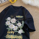 7 T-shirts à manches courtes imprimés de haute qualité pour les hauts de cou rond à tendance des garçons pour les t-shirts à mi-manche lâches d'été