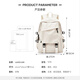 Landcase school bag for men and women, middle and high school college students backpack, college style backpack, Japanese style Harajuku all-match travel bag 1218 white