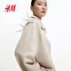 H/M Kurzjacke 2025 Sommer Neue Mode Frauen-Leinen-Blend Übergroße Jacke 1262912 Leicht Beige S 160/88