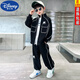Disney (DISNEY) Boys Autumn Suit 2025 Boys Spring and Autumn New Autumn Handsome Korean Style Sports and Leisure Two-piece Set for Middle and Large Children Black Three-piece Suit Jacket + T-shirt + Pants 120 Recommended size 105-115CM