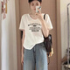 Qinji bamboo joint cotton T-shirt for women short-sleeved bamboo joint cotton short-sleeved T-shirt for women white V-neck top for summer thin loose lazy and complex 6191 white [bamboo joint cotton V-neck] S recommended 80-100Jin [Jin equals 0.5 kg] All size
