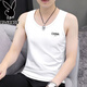 Playboy (Playboy) Herrenweste für Sommer Neue trendige Sport- und Fitnessweste schlanker Anpassungen in ärztem T-Shirt Ice Seidenbasis Sweatshirt 2-teilige China White + China Black Collection und Kauf M XL Empfohlen 165-180c110-125jin [Jin gleich 0,5 kg]