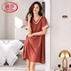 Langsha Light Luxury 2025 New Night Dress Women's Pajamas Summer High-end Short Sleeve Sexy Night Dress Real Satin Home Clothing Off-white 9926 M 160