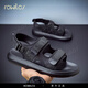 
rowilcs brand new sandals men summer fashion versatile soft sole beach shoes teenagers wear waterproof comfortable sandals men black 6187 38