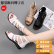 Satchi leichte Luxus Sommer Neue echte Leder Römische Schuhe flache vielseitige Sandalen Großgröße hohle High-Top-Fisch-Mundschuhe Frauen Sandalen schwarz 35