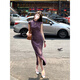 Jin Jin is equal to 0.5 kg. Mu Furong Purple Satin Improved Cheongsam Women's New Chinese Style National Style Whitening, Beautiful and Slim Temperament Long Dress M (80-95 Jin Jin is equal to 0.5 kg)