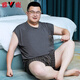 雅鹿轻奢胖子睡衣男夏季加肥加大莫代尔背心轻薄款无袖短裤圆领套头 MDR723深灰条纹 3XL 大【180-220斤】