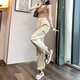 Lässige einfache Dopamin-Verschleiß-Arbeitshose für Frauen im Frühling und im Sommer Drawess Hip-Hop Dünne Drop-Feel Weitbein-Bodenhose My-689 Black XL