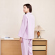 American Standard autumn and winter new woven cotton couple's long-sleeved pajamas women's lapel pure cotton men's home clothes Crystal Purple M