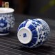 Close-up blue and white porcelain tea set Jingdezhen ceramic complete set household double-layer anti-scald tea cup living room office tea tray Panzhilian