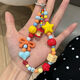 Mobile phone lanyard mobile phone case bracelet dopamine apple core ins colorful pendant handmade cute beaded mobile phone chain yellow star orange bow apple pendant bracelet/without clip