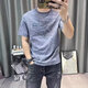 2025 Summer Nueva camiseta de manga corta para huellas bordados para hombres de moda de moda redonda delgada y versátil camisa t-t de t-t qp lu erjiu826 negro 3xl