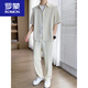 
ROMON ice silk half-sleeved shirt suit men's 2025 summer thin casual top trousers men's light-climbed style two-piece set 736 red two-piece set XL suitable for 130-145Jin [Jin equals 0.5 kg]