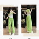 俞兆林（YUZHAOLIN）2025夏季新款时尚套装女洋气减龄短袖T恤高腰显瘦牛仔裤两件套潮 绿色 长裤7373B M
