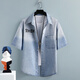 Woodpecker (TUCANO) summer denim short-sleeved shirt for men casual loose gradient work jacket thin five-point half-sleeved versatile shirt 10738-T698 black XL (about 130-150Jin [Jin equals 0.5 kg] wearable)