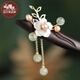 Phoenix Nirvana Wood New Chinese Style Ancient Style Hairpin Female Feeling Original Wooden Tassel Step Shake Hairpin Plain Hairpin