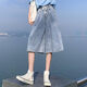 
SuoWANYI (SUOWANYI) denim mid-trousers seven-point over knee five-point loose tight high waist plus size women's fat mm [1585: light blue 5-point over knee (middle) pants] M