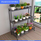 XMSJ Verstärkt 2024 Blumenregal Movable Wheeled Lagers Rack Wohnzimmer bodengesteuertes Eisen mehrschichtige Blumenregal Balkon Outdoor optimierte Vollstahlfarbe Schwarzer Vierschicht lang 12014