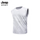 JEEP SPIRIT ice silk vest men's summer t-shirt thin running fitness elastic breathable sleeve vest outdoor sports quick drying clothes dark gray 3XL