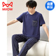 Cat Man (Miiow) [chinesisches Valentinstagsgeschenk] Modal Herren -Pyjamas Sommer 2025 Neues Kurzarmeis Seide Großgröße Lose Hausmöglichkeit 6623 l