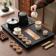 High-end small tea set set, high-end tea table, kettle, fully automatic water supply, integrated tea tray, new black gold porcelain stone, Guanshan Electric tea tray + Ru kiln tea set
