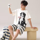 Langsha Pajamas Manga corta para hombres pantalones cortos de algodón puro 2025 Nuevo talla de gran tamaño Cotton Men's Pule's Home Suitwear Estilo delgado 844 Hombres l