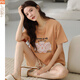 Un pyjama modal pour les femmes à l'été 2025, un nouveau costume à manches courtes peut être porté à l'extérieur avec des vêtements de maison décontractés de mince caricature Y9855 m recommandés 75-95jin [Jin est égal à 0,5 kg]
