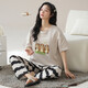 Pure Cotton Pyjamas für Frauen im Sommer kurzärmelige Hosen Set 2025 Neue koreanische Version der süßen Sommer-Cartoon-Cason-Saison-Heimkleidung 9717 L [100-120jin [Jin entspricht 0,5 kg]]