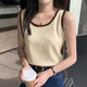 Neue Sommer-Hosenträgerweste für Frauen, die innere und äußere Bodenhemden tragen, modische Waffelspleißdesign-Ärmeln, B167-Split Coffee XL empfohlen 115-130jin [Jin ist 0,5 kg]
