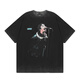 Lee Kids Real Shot Reprection Collection Eagle Shark motif de requin imprimé Round Cou Short Sleeve Beautiful Hip-Hop Men and Women 1048 Black S