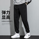 Mianzhi Guocha brand men's casual pants, men's Korean style versatile leggings, loose lace-up sports pants, black XL
