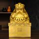 Brass hollow Pixiu large seal ornament cooperation win-win public support customized gifts A pair of copper seal office guest, unicorn height 12.5 cm_