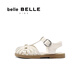 Belle Girls' Shoes Holiday Style Roman Sandals Shopping Mall Same Style Hollow Casual Sandals 15000B75 Beige 28