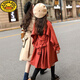 
G.DUCKKIDS children's clothing girls' coat spring and autumn new Hepburn style medium-large children's windbreaker fashionable girls' double-breasted coat long khaki 160 recommended height 150-155cm 12-13