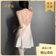 Yalu sexy Pyjamas mit Brustpolster für Frauen im Sommer Ice Seide 2025 Neues leichter Luxus reiner und lustvoller Nachthemd Nachthemd Alt-D5008 Champagner-Single-Rock mit Brustpads XL [Vorgeschlagen 116-130jin [Jin gleich 0,5 kg]]]