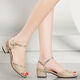 Cartelo Fashion Summer Fairy Style Single Schuhe Gurt Leder Sandalen Frauen Sommer mittelschwerer Absatz Fisch Mundschuhe Bk1827 Gold 37