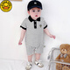 G.DUCKKIDS men and women's onesie in summer thin children's clothing newborn baby clothes 0-1345689 months 2 years old pure cotton black square collar short sleeve 80cm 80