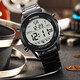 Shinuoke Stahlgürtel Sport Elektronische Uhr wasserdichte Multifunktion mit großer Leuchtschriften Mode -Modedesign zweiter Wecker 9858 Schwarz